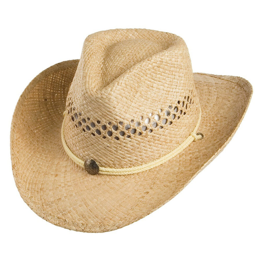 Natural Raffia Straw Cowboy Hat
