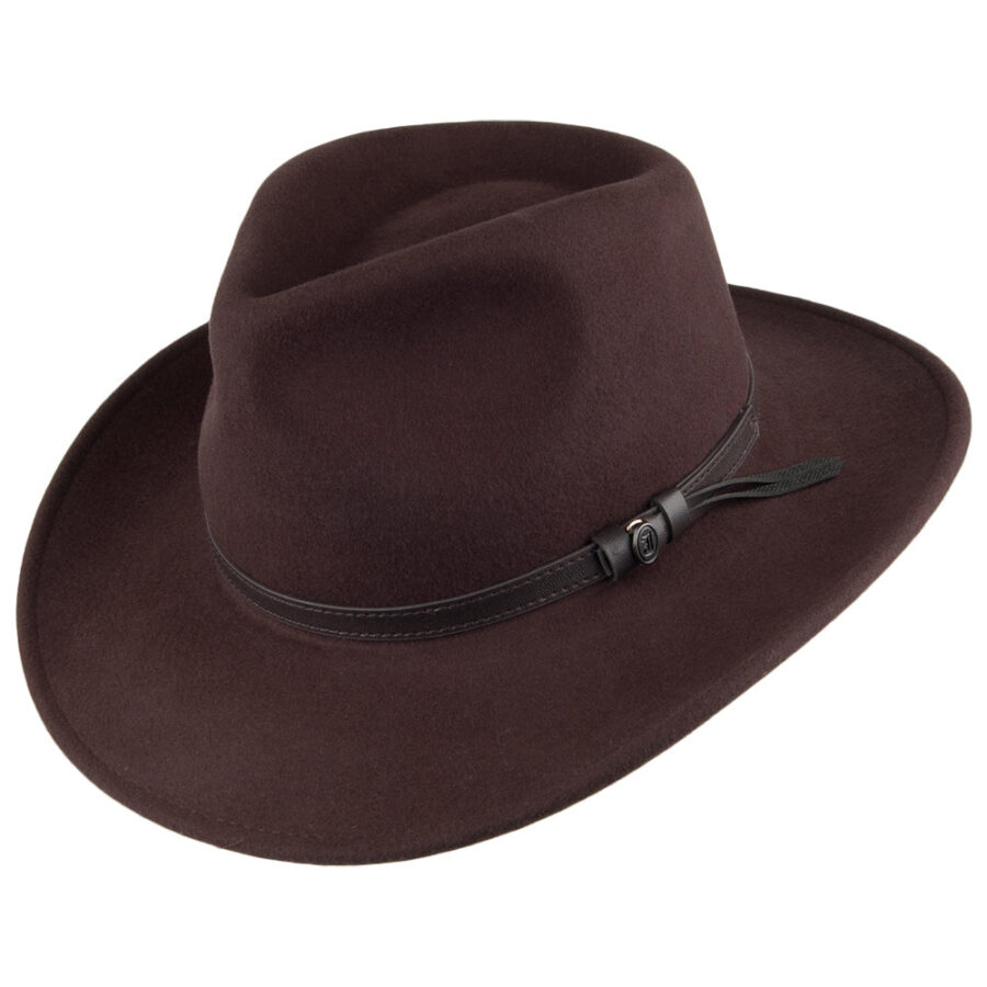 Black Crushable Wool Felt Outback Hat
