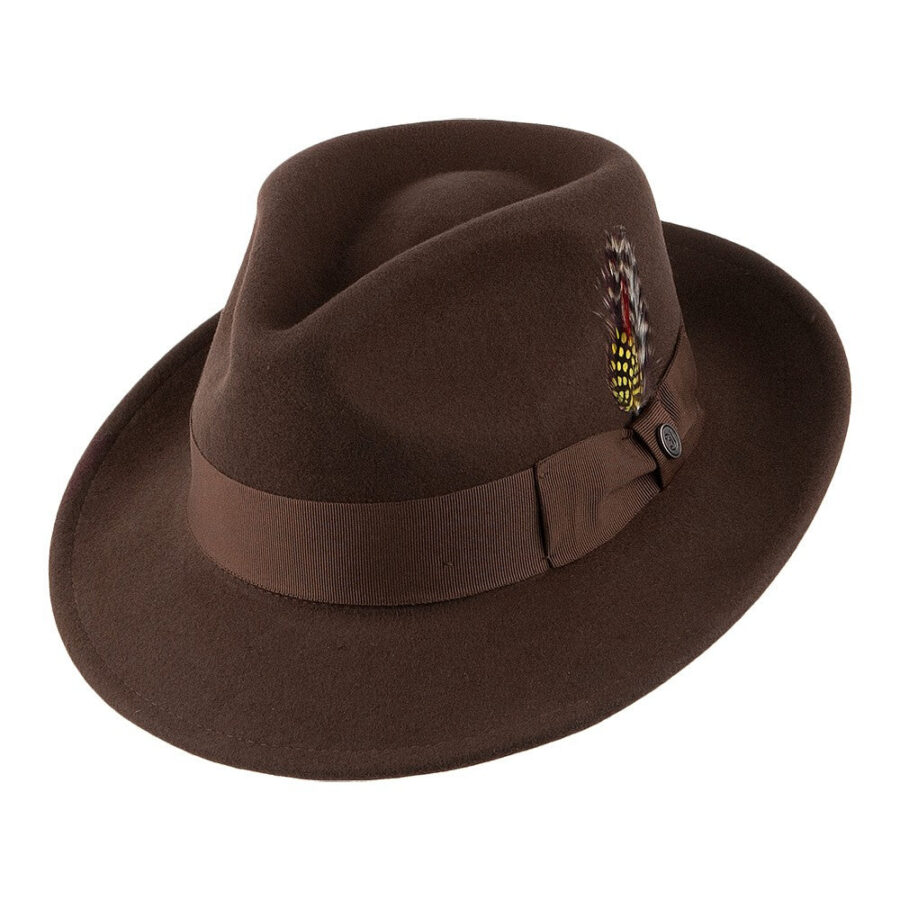 Brown Crushable C-Crown Wool Felt Fedora Hat