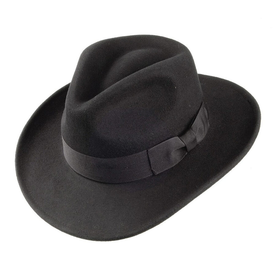 Navy Blue Wool Blend Flat Cap