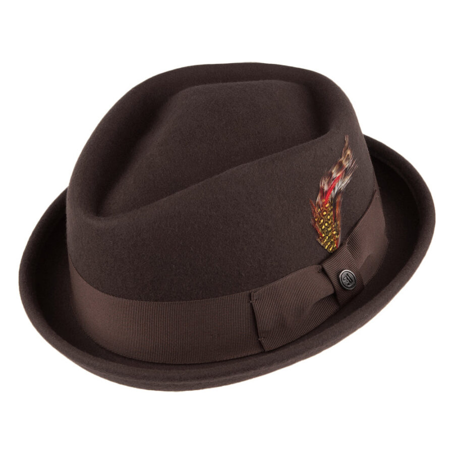 Brown Crushable Wool Pork Pie Hat