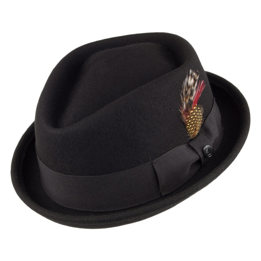 Black Crushable Wool Pork Pie Hat