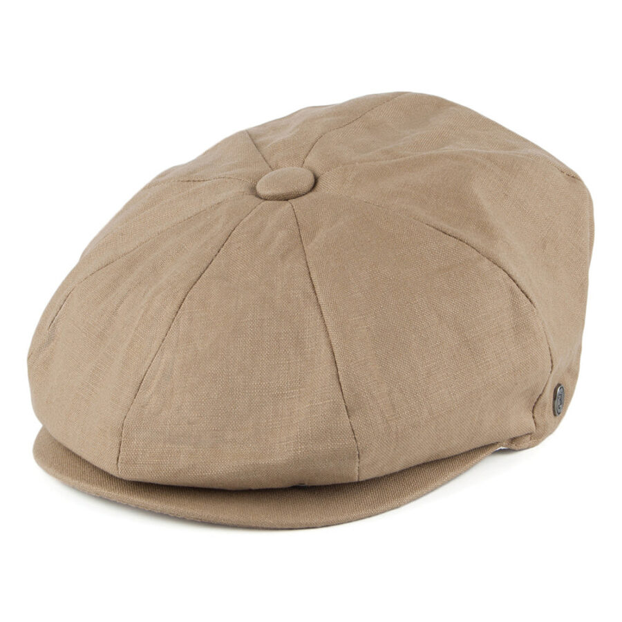 Camel Linen Newsboy Cap