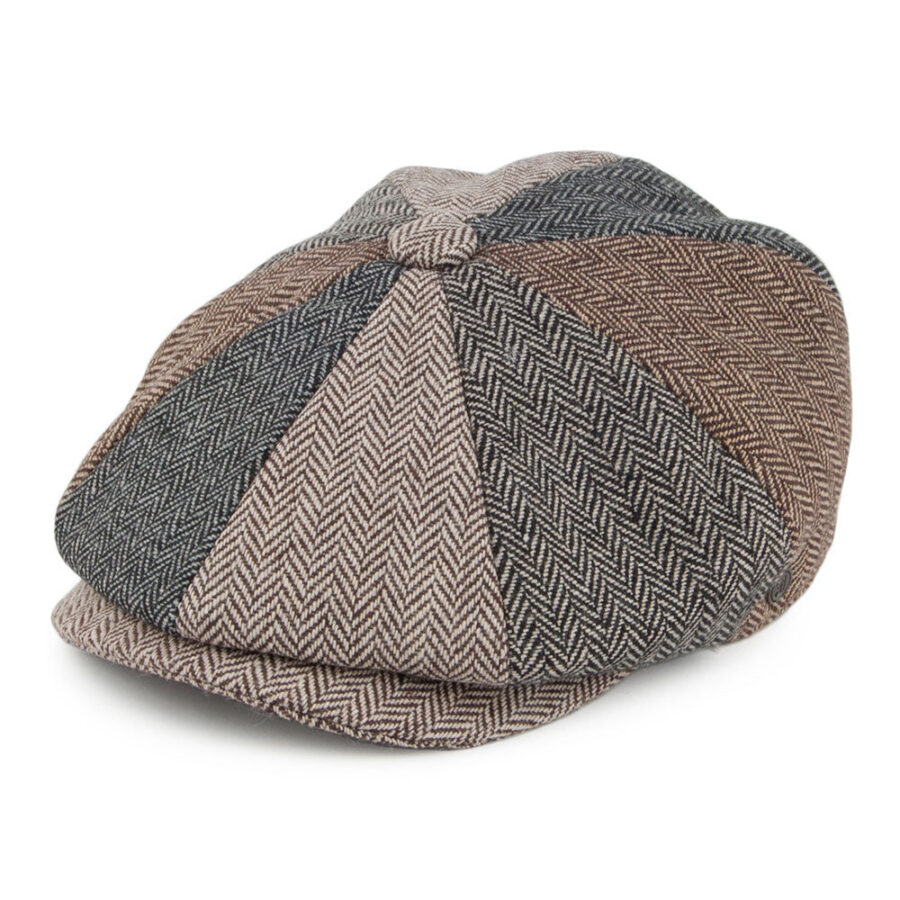 Multi-Coloured Herringbone Patch Newsboy Cap