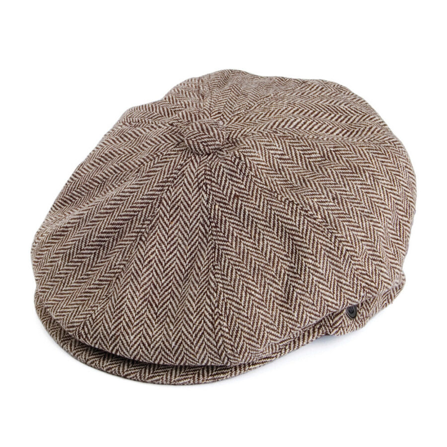 Brown Herringbone Newsboy Cap