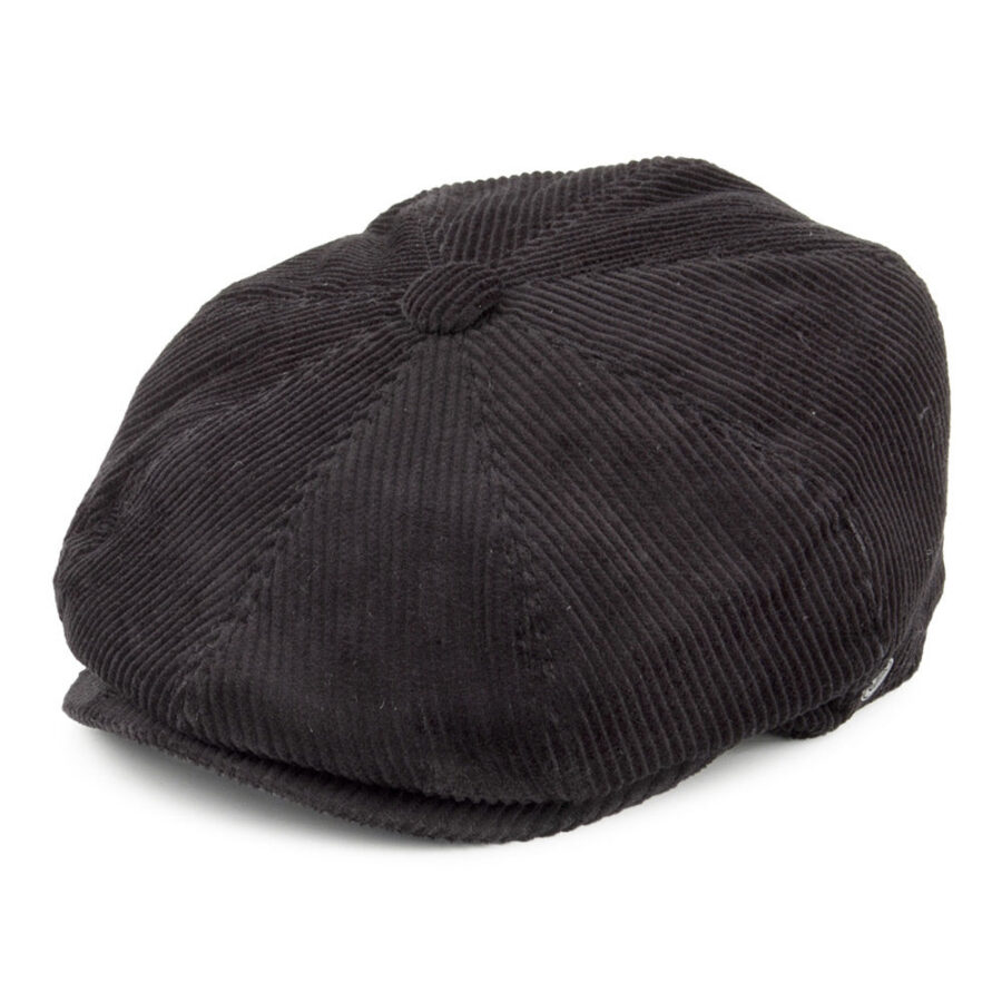 Black Corduroy Newsboy Cap